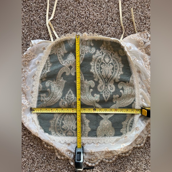 Lace Anti-Slip Chair Pad Seat Cushion with Tie Square raffles Hanging 50x50cm - Picture 8 of 10